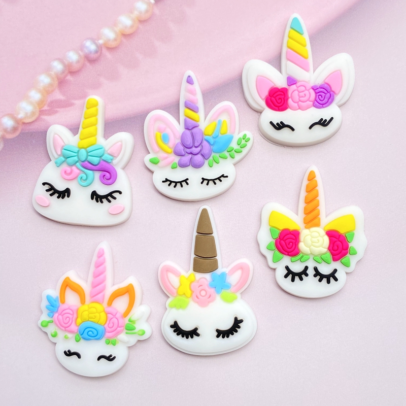 Embellishment Glue Craft - 12pcs Cute Mini Unicorn head PVC
