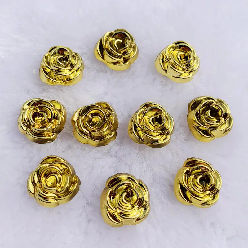 40pcs 14mm Gold Rose Flowers R - Embellishment Glue Craft ulasan dan harga