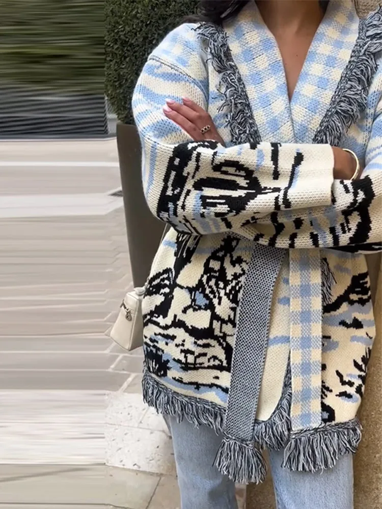 Print Knit Tassel Cardigan Wom - Tassel Fringe Trim ulasan dan harga