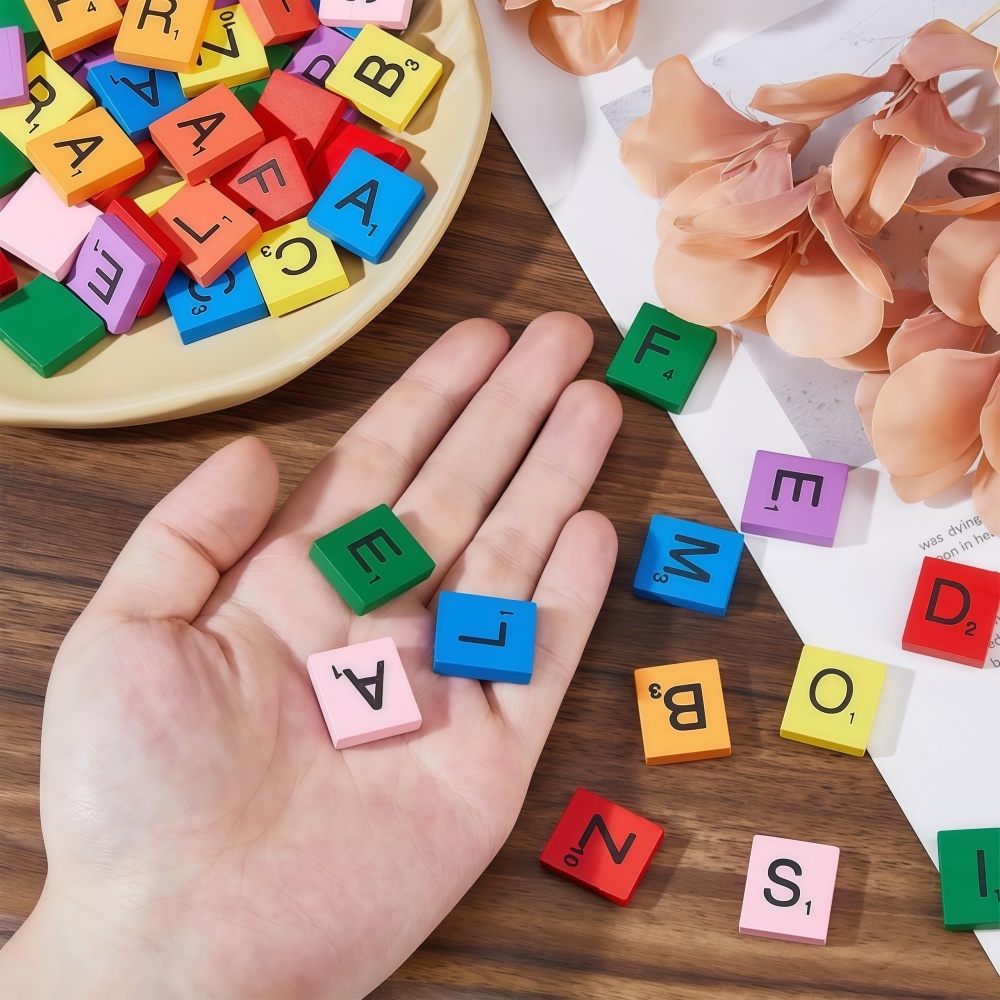 100PCS  Wooden Letter Cubes fo - Craft Embellishments ulasan dan harga