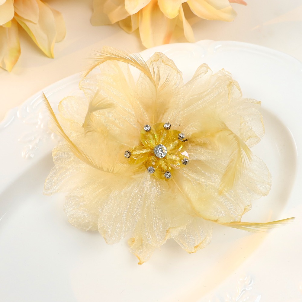 Handmade Mesh Feather Flower B - Crystal Mesh Fabric ulasan dan harga